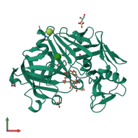 PDB entry 1bxq coloured by chain, front view.