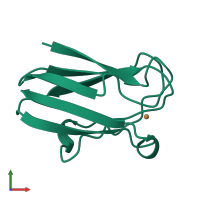 PDB entry 1bxu coloured by chain, front view.