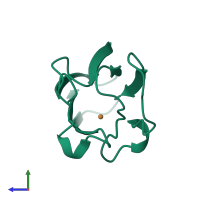 PDB entry 1bxu coloured by chain, side view.