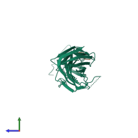 PDB 1bxx coloured by chain and viewed from the side.