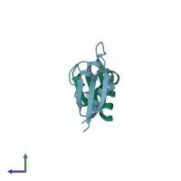 PDB entry 1bxy coloured by chain, side view.