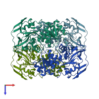 PDB entry 1bxz coloured by chain, top view.