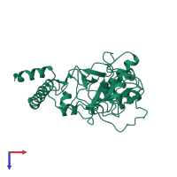 PDB entry 1by8 coloured by chain, top view.