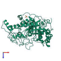 PDB entry 1bya coloured by chain, top view.