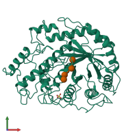 PDB entry 1byb coloured by chain, front view.