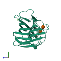 PDB entry 1byh coloured by chain, side view.