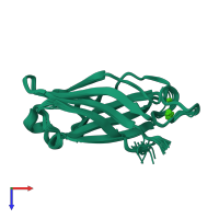 PDB entry 1byn coloured by chain, ensemble of 20 models, top view.