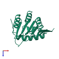PDB entry 1byr coloured by chain, top view.