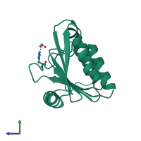 PDB entry 1bys coloured by chain, side view.