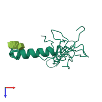 PDB entry 1byv coloured by chain, ensemble of 10 models, top view.