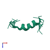 PDB entry 1byy coloured by chain, ensemble of 10 models, top view.