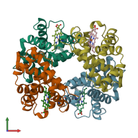 PDB entry 1bz0 coloured by chain, front view.
