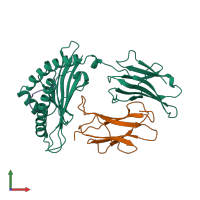 PDB entry 1bz9 coloured by chain, front view.