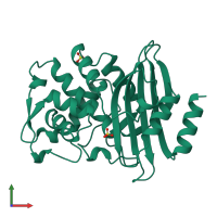 PDB entry 1bza coloured by chain, front view.