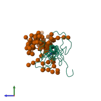 PDB entry 1bzb coloured by chain, ensemble of 10 models, side view.