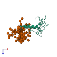 PDB entry 1bzb coloured by chain, ensemble of 10 models, top view.
