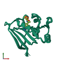 PDB entry 1bzf coloured by chain, ensemble of 22 models, front view.