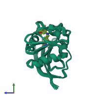 PDB entry 1bzf coloured by chain, ensemble of 22 models, side view.