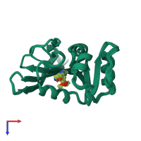 PDB entry 1bzf coloured by chain, ensemble of 22 models, top view.