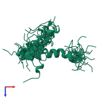 PDB entry 1bzg coloured by chain, ensemble of 30 models, top view.