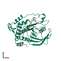 PDB entry 1bzj coloured by chain, front view.