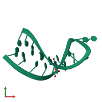 PDB entry 1bzu coloured by chain, front view.