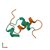 PDB entry 1bzv coloured by chain, front view.
