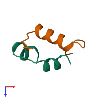 PDB entry 1bzv coloured by chain, top view.