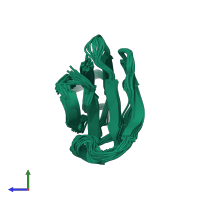 PDB entry 1c01 coloured by chain, ensemble of 20 models, side view.