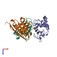 PDB entry 1c08 coloured by chain, top view.