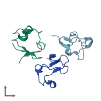 PDB entry 1c09 coloured by chain, front view.