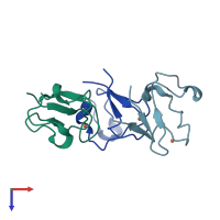 PDB entry 1c09 coloured by chain, top view.