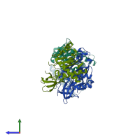 PDB entry 1c0m coloured by chain, side view.