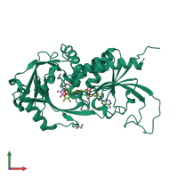 PDB entry 1c0p coloured by chain, front view.