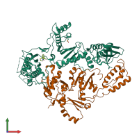 PDB entry 1c0t coloured by chain, front view.