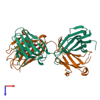 PDB entry 1c12 coloured by chain, top view.