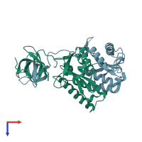 PDB entry 1c1a coloured by chain, top view.
