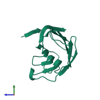 PDB entry 1c1f coloured by chain, side view.