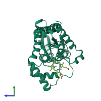 PDB entry 1c1h coloured by chain, side view.