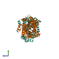 PDB entry 1c1x coloured by chain, side view.