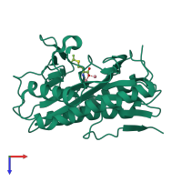 PDB entry 1c22 coloured by chain, top view.