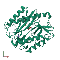 PDB entry 1c23 coloured by chain, front view.