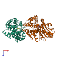 PDB entry 1c29 coloured by chain, top view.