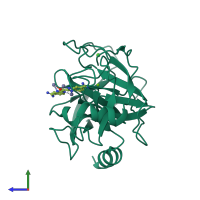 PDB entry 1c2h coloured by chain, side view.