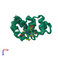 PDB entry 1c2n coloured by chain, ensemble of 20 models, top view.