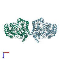 PDB entry 1c2p coloured by chain, top view.