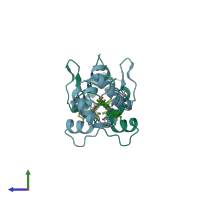 PDB entry 1c2r coloured by chain, side view.