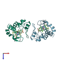 PDB entry 1c2r coloured by chain, top view.