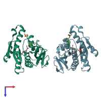 PDB entry 1c2t coloured by chain, top view.