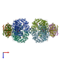 PDB entry 1c30 coloured by chain, top view.